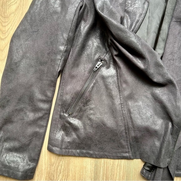 Blank NYC Black Faux Leather Jacket | Lightweight Open Front | Size L - Picture 4 of 8